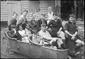 Dilapidated: Twelve boys have fun in dilapidated car 1928