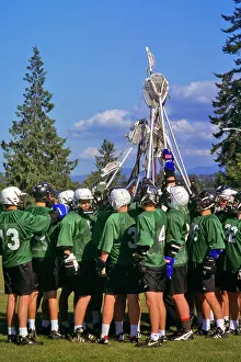 Lacrosse: Boys High School Lacrosse Team in Pre-Game