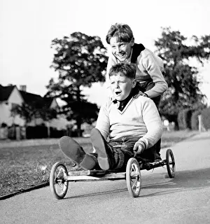 Horley: Two boys on a home-made go-kart