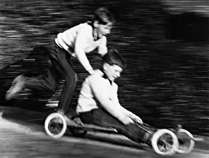 Horley: Two boys on a home-made go-kart