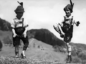Soles: Two boys performing Schuhplattln, 1933