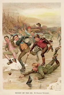 Chris Coupland Collection: Boys play ice hockey