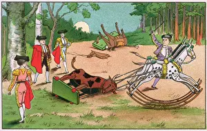 Matadors: Four boys playing at Bullfighting