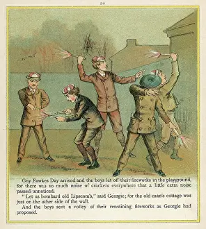 Boys playing with fireworks