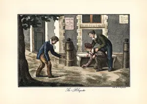 Dadresse: Boys playing marbles on a street corner