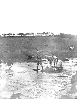 Shallows: Boys playing in the shallows of the River Bush