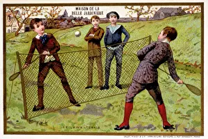 Racquet: Boys playing and watching a tennis match