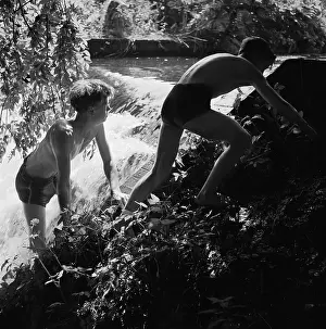 Latimer: Boys playing at a weir