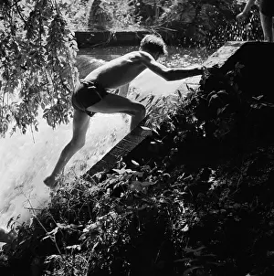 Latimer: Boys playing at a weir
