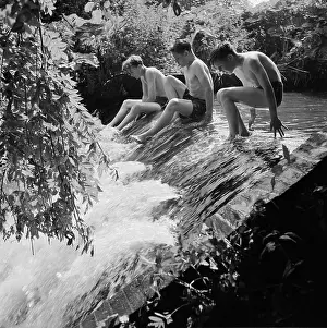 Latimer: Boys playing at a weir