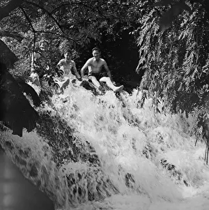 Latimer: Boys playing at a weir