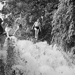 Latimer: Boys playing at a weir