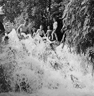 Latimer: Boys playing at a weir