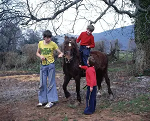 Trekking: Three boys with a pony, Exmoor