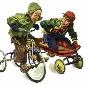 Propelling: Boys Race Each Other