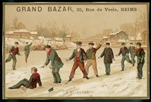 Boys Sliding on Snow