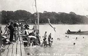 Hamble: Boys Swimming, Training Ship Mercury, River Hamble, Hants