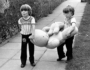 Lolly: Two boys with teddy bears, Redruth, Cornwall
