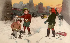 Snowballs: Boys Throw Snowballs
