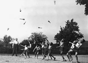Lessons: Boys throwing grenades, 1938