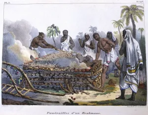 Pyre: Brahmin funeral. Cremation on a funeral pyre