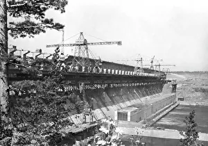 Bratsk: Bratsk Hydroelectric Power Station under construction, 1964