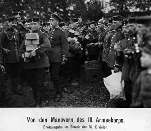 Bivouac: Bread distribution during a manoeuvre, 1912