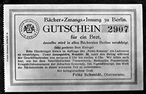 Distributed: Bread voucher from Berlin, 1914