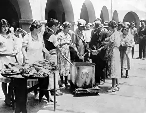 Reina: Breadline in Los Angeles serving soup and ?