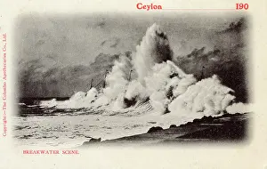 Breakwater: Breakwater scene, coast of Ceylon (Sri Lanka)