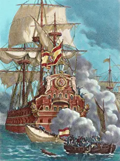Coalition: The Brethren or Brethren of the Coast attacking three Spanis
