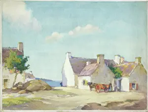A Breton Hamlet - with horse and cart