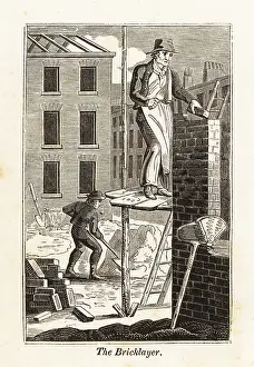 Bricklayer: Bricklayer and navvy on a building site