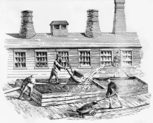 Mixing: Brickmaking, platform for mixing clay