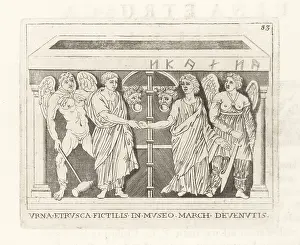 Furies: Bride and groom with winged deities from an Etruscan urn