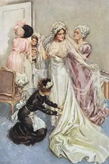 Nuptials: Bride with Wedding Dress
