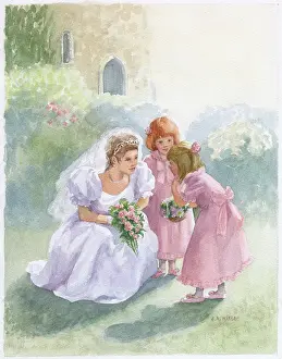 Bridesmaids: Bride and two young bridesmaids