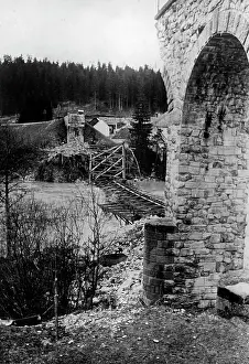Blown: Bridge blown up during the Yugoslavian campaign, 1941