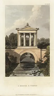 Honorable: Bridge and classical temple over an ornamental river