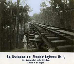 Drawbridge: Bridge construction of the 1st Railway Regiment, around 1890