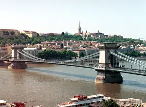 Danube: A bridge across the Danube River in Budapest, 1996