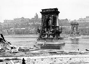 Literally: Bridge and houses in Budapest that were destroyed during