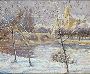 Snowscene: The Bridge at Moret sur Loing ' snowscene
