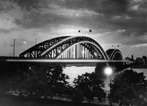Dusseldorf: Bridge over the Rhine in Dusseldorf, 1935