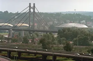 Belgrade: A bridge across the Sava River in Belgrade, 1995