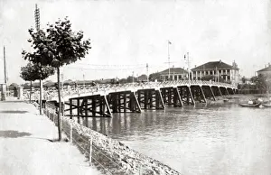 Shanghai: Bridge in Shanghai, China, circa 1890