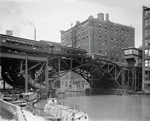 Drawbridge: Bridge - Train - River - Infrastructure - Chicago