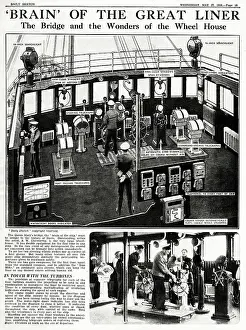 Cunard: Bridge and Wheel House of the Queen Mary