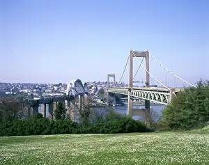 Saltash: Two bridges over the River Tamar, Devon and Cornwall
