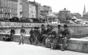 Seawall: Bridlington, Men on the Quay c1885